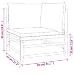 Canapé d'angle de jardin avec coussins taupe bambou – Image 5