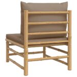 Canapé central de jardin avec coussins taupe bambou – Image 3