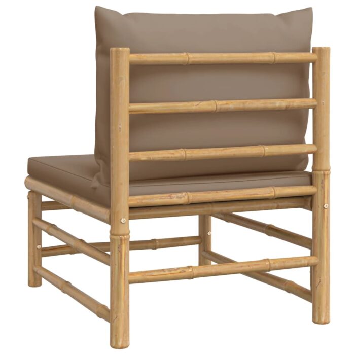 Canapé central de jardin avec coussins taupe bambou – Image 3