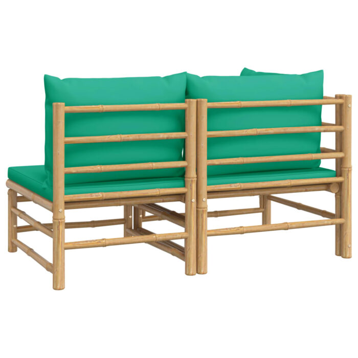 Salon de jardin 2 pcs avec coussins vert bambou – Image 3