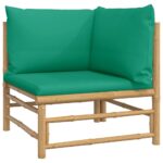 Salon de jardin 2 pcs avec coussins vert bambou – Image 4