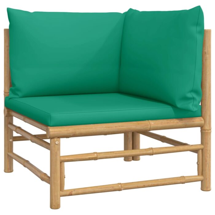 Salon de jardin 2 pcs avec coussins vert bambou – Image 4