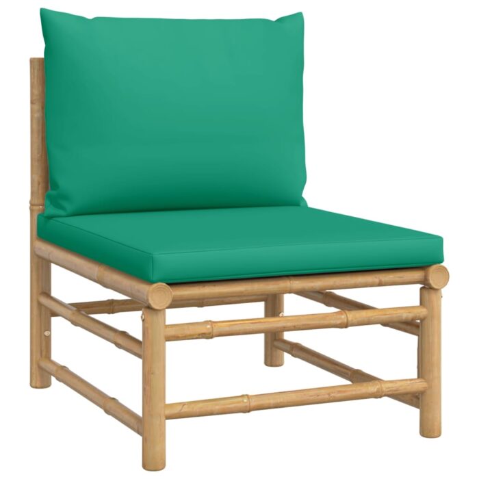 Salon de jardin 2 pcs avec coussins vert bambou – Image 5