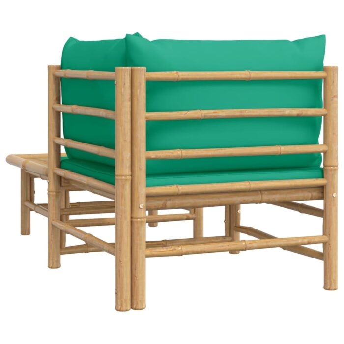 Salon de jardin 2 pcs avec coussins vert bambou – Image 3