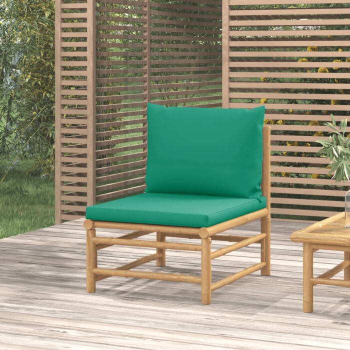 Canapé central de jardin avec coussins vert bambou – Image 1