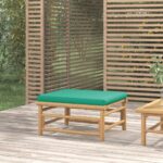 Repose-pieds de jardin avec coussin vert bambou