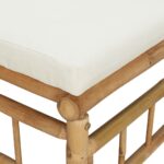 Salon de jardin 3 pcs avec coussins blanc crème bambou – Image 4