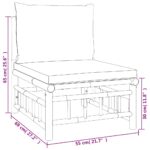 Salon de jardin 2 pcs avec coussins blanc crème bambou – Image 8