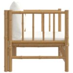 Canapé de jardin avec coussins blanc crème bambou – Image 2