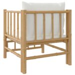 Canapé de jardin avec coussins blanc crème bambou – Image 3