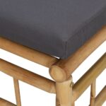 Canapé central de jardin avec coussins gris foncé bambou – Image 4