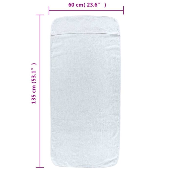 Serviettes de plage 2 pcs blanc 60x135 cm tissu 400 GSM – Image 6