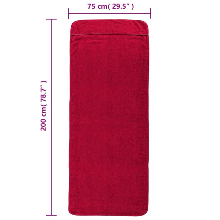 Serviettes de plage 2 pcs bordeaux 75x200 cm tissu 400 GSM – Image 6