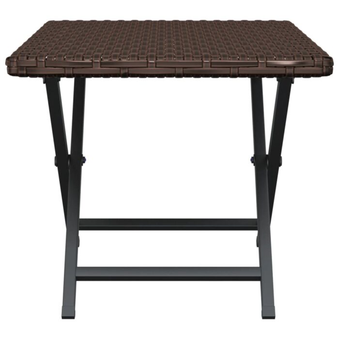 Table pliable marron 45x35x32 cm résine tressée – Image 2