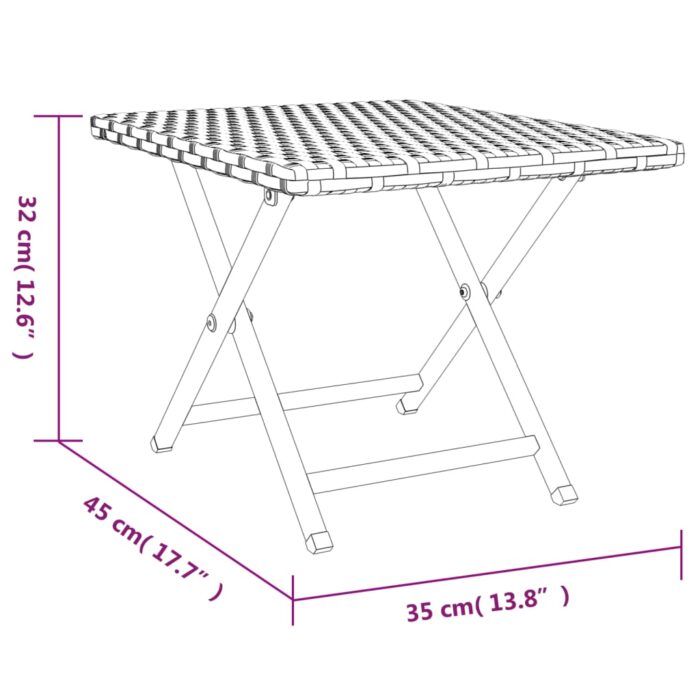 Table pliable marron 45x35x32 cm résine tressée – Image 5