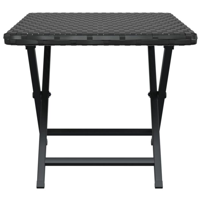 Table pliable noir 45x35x32 cm résine tressée – Image 2