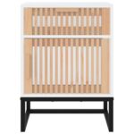 Table de chevet blanc 40x30x55,5 cm bois d’ingénierie et fer – Image 3