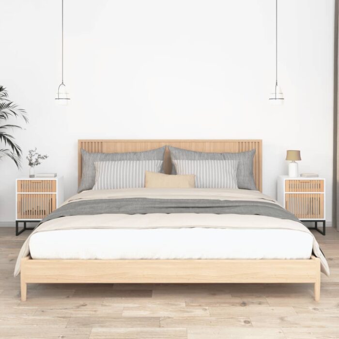 Tables de chevet 2pcs blanc 40x30x55,5cm bois ingénierie et fer – Image 1