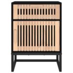 Table de chevet noir 40x30x55,5 cm bois d’ingénierie et fer – Image 3