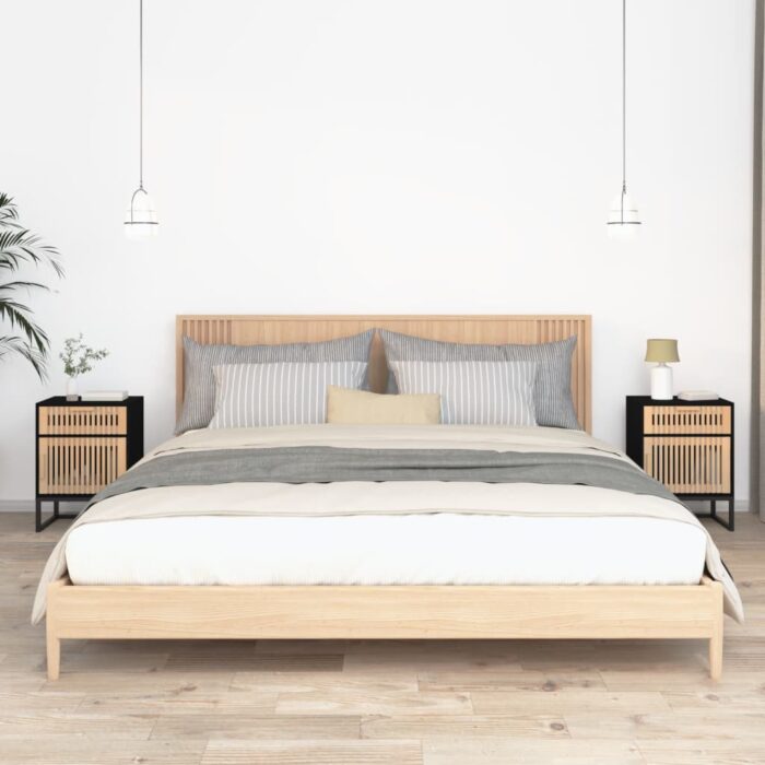 Tables de chevet 2 pcs noir 40x30x55,5cm bois ingénierie et fer – Image 1