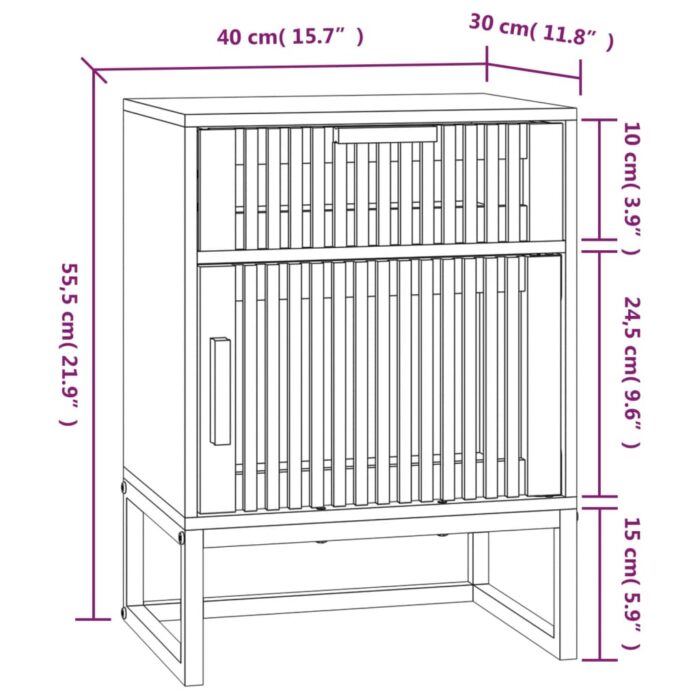 Tables de chevet 2 pcs 40x30x55,5 cm bois ingénierie et fer – Image 9
