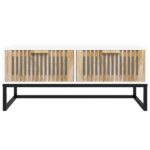 Table basse blanc 80x40x35 cm Bois d'ingénierie et fer – Image 2