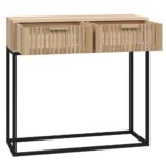 Table console 80x30x75 cm bois d'ingénierie et fer – Image 3