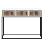 Table console blanc 105x30x75 cm bois d'ingénierie et fer – Image 2