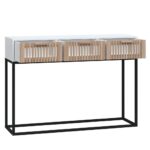 Table console blanc 105x30x75 cm bois d'ingénierie et fer – Image 3