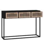 Table console noir 105x30x75 cm bois d'ingénierie et fer – Image 3