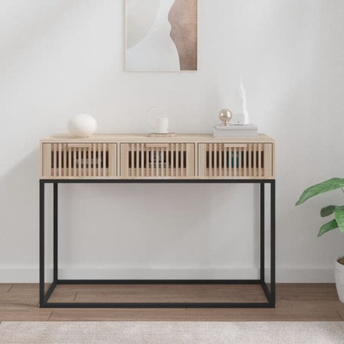 Table console 105x30x75 cm bois d'ingénierie et fer – Image 1