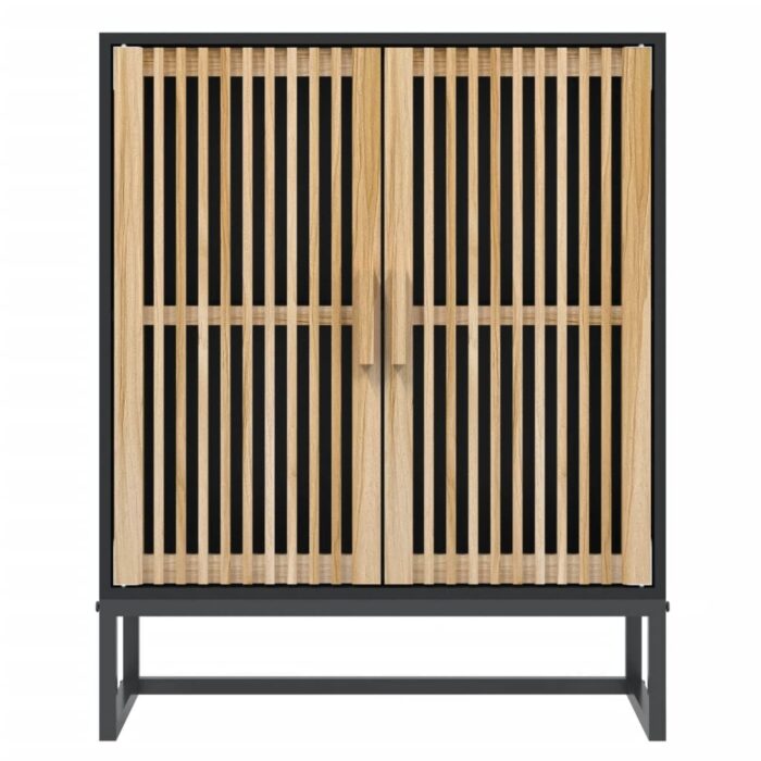 Buffet noir 60x30x75 cm bois d'ingénierie – Image 2