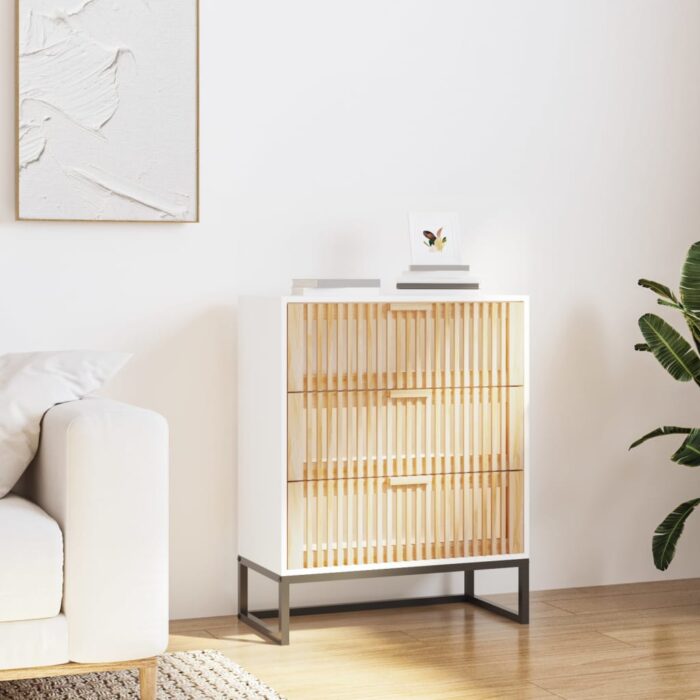 Buffet blanc 60x30x75 cm bois d'ingénierie – Image 1