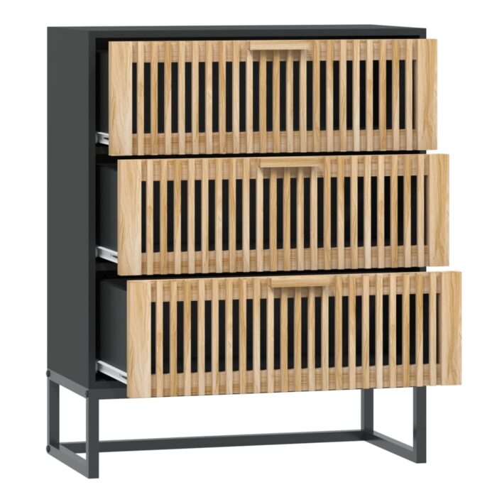 Buffet noir 60x30x75 cm bois d'ingénierie – Image 4