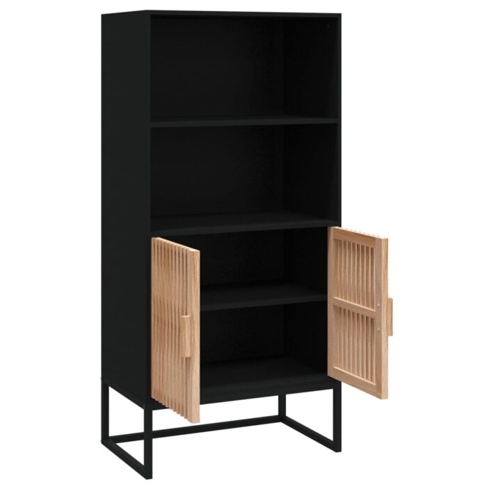 Buffet haut noir 60x35x125 cm bois d'ingénierie – Image 2
