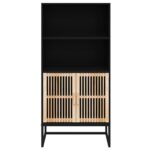Buffet haut noir 60x35x125 cm bois d'ingénierie – Image 3