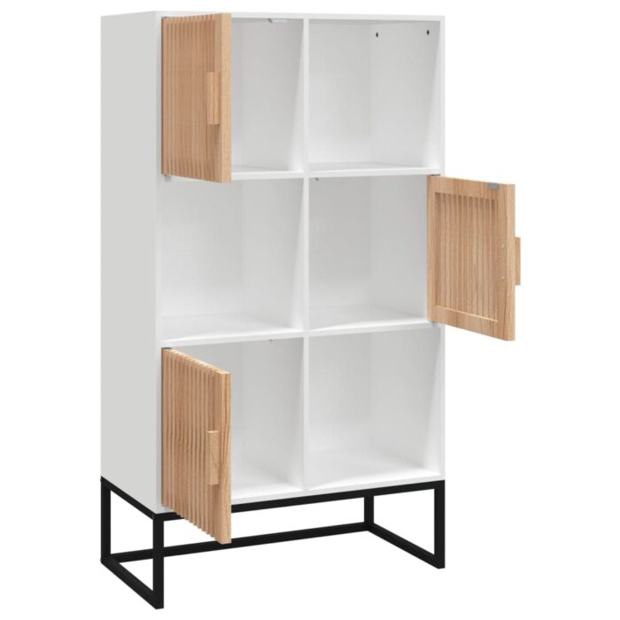 Buffet haut blanc 70x35x125 cm bois d'ingénierie – Image 2