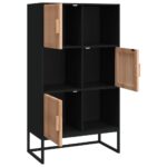 Buffet haut noir 70x35x125 cm bois d'ingénierie – Image 2