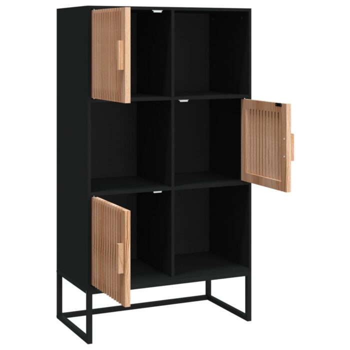 Buffet haut noir 70x35x125 cm bois d'ingénierie – Image 2