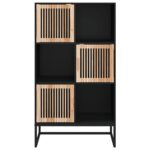 Buffet haut noir 70x35x125 cm bois d'ingénierie – Image 3