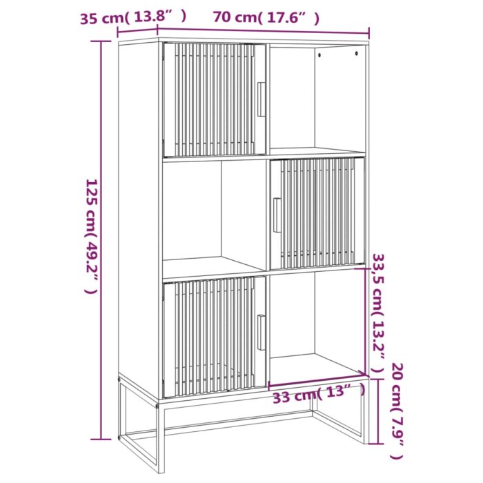 Buffet haut 70x35x125 cm bois d'ingénierie – Image 5
