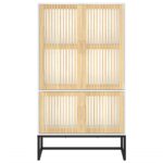 Buffet haut blanc 70x35x125 cm bois d'ingénierie – Image 3