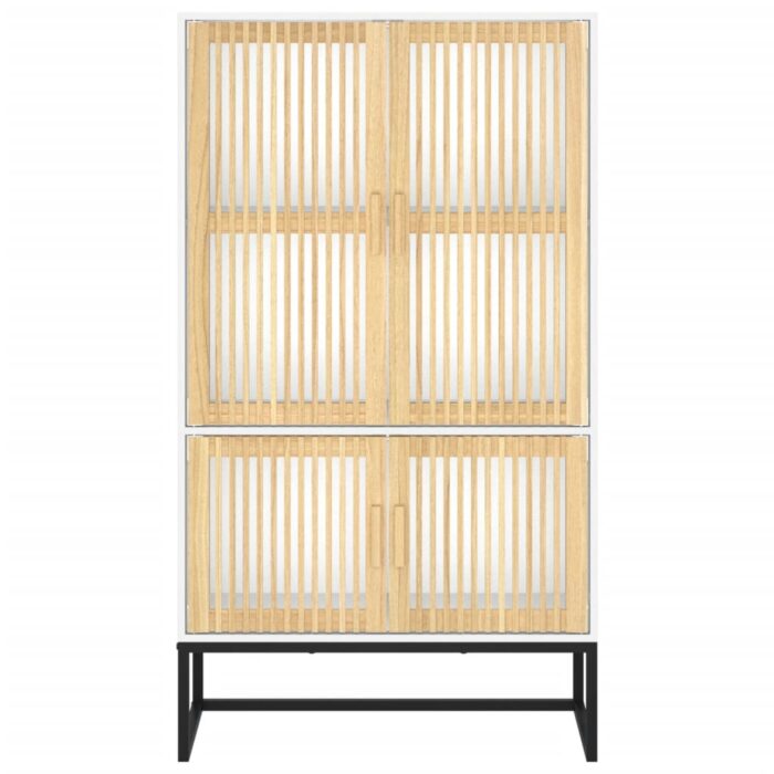 Buffet haut blanc 70x35x125 cm bois d'ingénierie – Image 3
