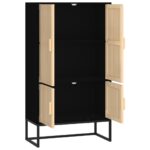 Buffet haut noir 70x35x125 cm bois d'ingénierie – Image 2