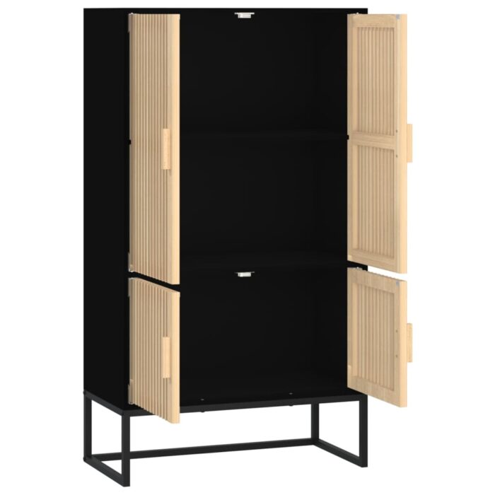 Buffet haut noir 70x35x125 cm bois d'ingénierie – Image 2
