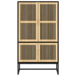Buffet haut noir 70x35x125 cm bois d'ingénierie – Image 3