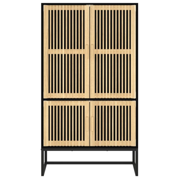 Buffet haut noir 70x35x125 cm bois d'ingénierie – Image 3