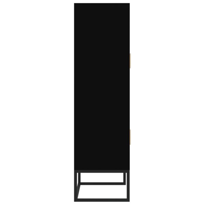 Buffet haut noir 70x35x125 cm bois d'ingénierie – Image 4