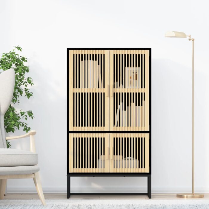 VXL8720845726522_m_en_hd_1.jpg Buffet haut noir 70x35x125 cm bois d'ingénierie – Image 1