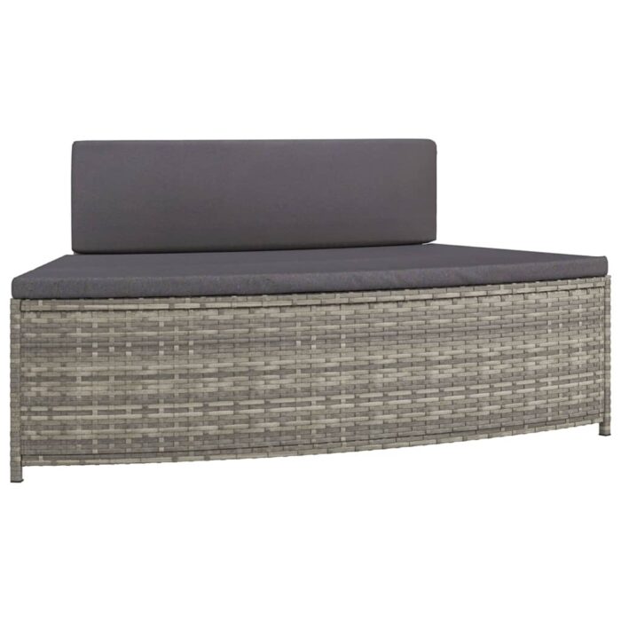 Bancs de spa avec coussins lot de 2 gris résine tressée – Image 2